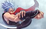  arm_blade armor bad_id bad_pixiv_id chipp_zanuff guilty_gear japanese_armor kote male_focus muscle ninja red_eyes red_scarf ryuga_(balius) scarf silver_hair sleeveless solo spiked_hair weapon 