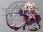  animal_ears bicolored_eyes chain dress ecell elin garter gloves panties stockings tera_online underwear weapon 