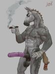anthro boxing_tape braided_hair cigar dappled_horse equid equine guttahpup hair hi_res horse knot male mammal smoking solo