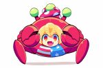  1girl american_flag american_flag_print animated animated_gif blonde_hair blush clownpiece fang flag_print looking_at_viewer open_mouth ranka_(tonbo) red_eyes short_hair smile solo thick_eyebrows touhou 