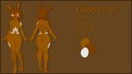 anthro arm_tattoo belly_tattoo breasts brown_body brown_ears brown_fur brown_hair brown_nose cappuccino_(thekitsuyt) female fur fur_pattern hair hi_res lagomorph leg_tattoo leporid mammal medium_breasts model_sheet nude pink_eyes rabbit solo tall_ears tan_body tan_fur tattoo text thekitsuyt thick_thighs