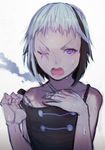  angry bad_id bad_pixiv_id bikko black_hair cigarette grey_hair hand_on_own_chest multicolored_hair one-eyed open_mouth original purple_eyes scar seicoh short_hair sketch solo sweat two-tone_hair 