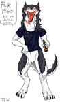  5_fingers alcohol beverage bottle clothing female looking_at_viewer open_mouth pink_floyd rain_silves scar sergal shirt solo text tongue tongue_hanging_out tongue_out trancy_mick tristikov 
