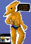 absurd_res anthro canid canine clothing english_text fox gregg_lee hi_res ianthelmao male mammal night_in_the_woods speech_bubble teasing text underwear