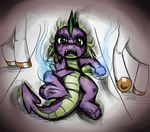  colored crying dragging dragon equine friendship_is_magic horse lying magic male mammal my_little_pony on_back open_mouth piecee01 pony reaching solo spike_(mlp) tears 