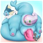 absurd_res almost_fully_inside anal anal_vore animal_genitalia anthro anus bboing belly big_belly bodily_fluids cum domestic_cat eeveelution felid feline felis feral generation_1_pokemon generation_6_pokemon genital_fluids genital_slit genitals goodra head_first hi_res huge_belly hyper hyper_belly looking_at_viewer looking_back male mammal nintendo penis pokemon pokemon_(species) size_difference solo tapering_penis tongue tongue_out vaporeon vore