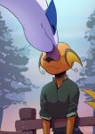 absurd_res ambiguous_gender anthro anthrofied arzdin day detailed_background duo face_lick fence feral generation_1_pokemon generation_2_pokemon hi_res kissing legendary_pokemon licking lugia male nintendo outside pokemon pokemon_(species) raichu size_difference tongue