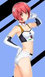 bad_id bad_pixiv_id blush breasts detached_collar elbow_gloves gloves kamia_(not_found) kasuga_aya looking_at_viewer original red_eyes red_hair short_hair small_breasts solo 
