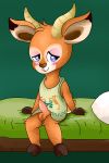  2019 animal_crossing antelope anthro balls beau_(animal_crossing) blush bottomless clothed clothing fur half-closed_eyes horn male mammal nintendo sirpsycho smile solo video_games 