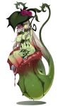  1girl breasts choker colored_skin feet flower gloves green_skin hair_flower hair_ornament hair_over_breasts hair_over_one_eye hand_on_own_chest highres kenkou_cross large_breasts long_hair looking_at_viewer man-eater_(saccophyte)_(monster_girl_encyclopedia) monster_girl monster_girl_encyclopedia navel nude pitcher_plant plant plant_girl purple_eyes red_flower red_rose rose see-through sitting smile solo very_long_hair vines white_hair 