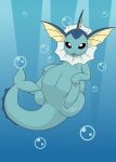 absurd_res bubble ear_fins eeveelution female feral fin floating generation_1_pokemon hi_res looking_at_viewer neck_fin nintendo pokemon pokemon_(species) pregnant solo tail tail_fin underwater vaporeon water xniclord789x