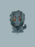 2024 3_toes 4_eyes absurd_res anthro bemp0 black_nose blue_background blue_body blue_fur blue_tuft canid canine canis chibi colored colored_sketch eldritch_abomination fear_and_hunger feet female fluffy fur glistening glistening_eyes hi_res ilyushin looking_at_viewer mammal moonless multi_eye neck_tuft no_pupils paws purple_inner_ear quadruped red_sclera shaded sharp_teeth signature simple_background sitting sitting_on_ground sketch solo tail teeth toes tuft wolf