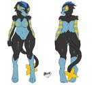  anthro anthrofied avante92 breasts butt digitigrade female looking_at_viewer looking_back luxray nintendo nude plain_background pok&eacute;mon presenting presenting_hindquarters pussy solo video_games white_background wide_hips yellow_eyes 