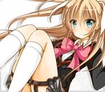  bad_id bad_pixiv_id blonde_hair blue_eyes bow little_busters! long_hair pink_bow school_uniform solo tokido_saya twintails ura_(ura-tennislove) 