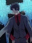  black_hair cigarette formal honda_tamanosuke kougami_shin'ya male_focus pinstripe_pattern pinstripe_suit psycho-pass solo striped suit 
