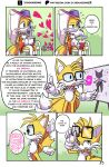 absurd_res anthro beverage biped canid canine chair dialogue drinking eyewear fox fur furniture glasses heart_symbol hi_res holding_beverage holding_object ichduhernz male mammal miles_prower nude sega sitting solo sonic_the_hedgehog_(series) speech_bubble text wearing_glasses yellow_body