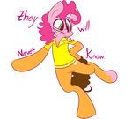  bodypaint bottomless brown_fur cheese_sandwich_(mlp) clothing cutie_mark english_text equine extradan female friendship_is_magic fur green_eyes hair horse mammal my_little_pony pink_fur pink_hair pinkie_pie_(mlp) plain_background pony shirt solo text white_background 