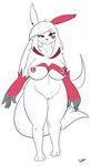  anthro anthrofied avante92 big_breasts breasts female hair long_hair looking_at_viewer nintendo nipple_piercing nipples nude piercing plain_background plantigrade pok&eacute;mon pussy red_eyes short solo stocky video_games wide_background wide_hips zangoose 