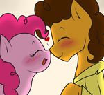  &lt;3 blush brown_hair cheese_sandwich_(mlp) clothing couple duo equine eyes_closed female feral friendship_is_magic fur hair hikariviny horse love_heart male mammal my_little_pony nuzzle pink_fur pink_hair pinkie_pie_(mlp) plain_background pony shirt smile white_background 