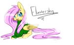  bottomless chibimlp-lover clothed clothing cutie_mark cyan_eyes equine female feral fluttershy_(mlp) friendship_is_magic fur hair hair_over_eye half-dressed hooves horse long_hair looking_at_viewer mammal my_little_pony open_mouth pegasus pink_hair plain_background pony sitting solo sweater tongue white_background wings yellow_fur 