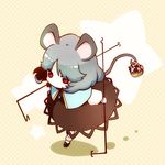  animal_ears basket chibi dowsing_rod grey_hair mouse mouse_ears mouse_tail nazrin red_eyes ria solo tail touhou 