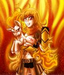  armor cutie_mark embers equine fangs female feral fire friendship_is_magic fur holding horn horse human inuhoshi-to-darkpen mammal my_little_pony pony red_eyes rwby standing twilight_sparkle_(mlp) unicorn warm_colors yang_(rwby) 