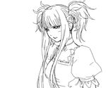  aoki_hagane_no_arpeggio bad_id bad_pixiv_id blush choker dress greyscale half-closed_eyes kongou_(aoki_hagane_no_arpeggio) lineart long_hair looking_away monochrome personification puffy_short_sleeves puffy_sleeves short_sleeves side_ponytail simple_background solo tears twintails upper_body white_background yuuya_(yu-ya's) 