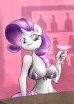  anthro anthrofied bar beverage big_breasts biting_lip blue_eyes bra breasts cleavage clothed clothing equine female friendship_is_magic fur glass hair hi_res horn horse kyodashiro lip_bite looking_at_viewer mammal my_little_pony pony purple_hair rarity_(mlp) skimpy solo table underwear unicorn white_fur 