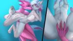  absurd_res anthro breasts bubble clitoris dragon duo female female/female fin fingering food genitals gills hi_res hivrya_(spotty.cat) horn mythological_creature mythological_scalie mythology nipples pink_body pussy rice scalie sea sex spotty.cat underwater underwater_sex water 