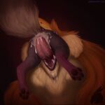  absurd_res anal anal_penetration anthro bodily_fluids canid canine cum cum_in_ass cum_inside duo flynn_(zeanlain) fox genital_fluids hi_res male male/male mammal open_mouth oral_vore paws penetration savvel sergal tongue tongue_fucking vore zeanlain 