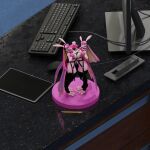  3d_(artwork) anthro blender_cycles breast_squish breasts breasts_frottage desk digital_media_(artwork) duo electronics female female/female figurine furniture gesture gun hand_heart hand_holding handgun haolde hi_res lovander lovander_(mayosplash) microphone pal_(species) palworld pocketpair ranged_weapon revolver squish table weapon 