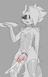  2024 4_fingers absurd_res anthro arm_tuft balls bluestripedrenulian blush blush_lines bodily_fluids canid canid_demon canine cheek_tuft clothed clothed_anthro clothed_male clothing collar collarbone crossgender crotchless_clothing crotchless_leotard cum cum_on_clothing cum_on_leg cum_on_own_leg cum_on_self cumshot demon ear_piercing ejaculation erection eyebrows eyelashes eyes_closed facial_tuft femboy fingerless_gloves fingers fluffy fluffy_tail ftm_crossgender fur genital_fluids genitals glans gloves greyscale hair hair_over_eye hands-free handwear hellhound helluva_boss hi_res holding_platter humanoid_genitalia humanoid_penis legwear leotard loona_(helluva_boss) male male_anthro mammal monochrome mouth_closed mythological_canine mythological_creature mythology navel_outline notched_ear one_eye_obstructed open_mouth orgasm orgasm_face penis piercing pink_glans platter prick_ears shaking short_hair shoulder_tuft skindentation snout solo spontaneous_ejaculation spot_color standing studded_collar studs tail thigh_highs tongue trembling tuft urethra 