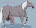 absurd_res anatomically_correct anatomically_correct_genitalia anatomically_correct_penis anima animal_genitalia animal_penis balls equid equine feral genitals ghostyxtoasty hair half-erect hi_res hooves horse male mammal mane penis realistic_feral saggy_balls shaded simple_background solo solo_focus tail vein veiny_penis white_hair 