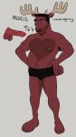  anthro dadbod deer full-length_portrait fur genitals hi_res humanoid_genitalia humanoid_penis male mammal model_sheet moose new_world_deer penis portrait red_body red_fur smile solo videonastyz 