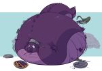  absurd_res ambiguous_gender anthro belly blueberry_inflation blueberry_pie body_inflation cheek_bulge claws clothing cooking_pot english_text food hat hat_only headgear headgear_only headwear headwear_only hi_res immobile inflation kobold lkdrawsthings lying mostly_nude motion_lines on_front pastry pie purple_body purple_scales scales scalie slosh solo sound_effects spherical_inflation tail tail_ridge text thick_tail toe_claws torn_clothing wardrobe_malfunction 