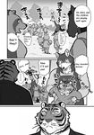  anthro canine children comic dialog english_text equine feline female greyscale horse japanese_text male mammal maririn monochrome muscles red_panda school tanuki text tiger translated wolf young 