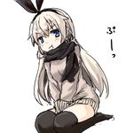  :t alternate_costume black_legwear blonde_hair blue_eyes blush casual darkside hairband kantai_collection long_hair looking_at_viewer pout scarf shimakaze_(kantai_collection) simple_background sketch solo sweater thighhighs white_background zettai_ryouiki 