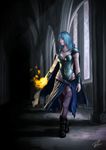  althea althea_(mirage_noir) background blue_hair braid cape fire magic mirage_noir purple_eyes solo tagme 