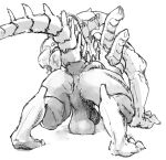 alien alien_(franchise) animal_genitalia anthro anus balls butt crossgender genitals gromdrawing looking_back male muscular muscular_male perineum presenting presenting_hindquarters raised_leg saggy_balls sheath solo tail thick_thighs xenomorph xenomorph_king xenomorph_queen