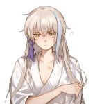  1boy archer_(fate/samurai_remnant) blush chinese_clothes fate/samurai_remnant fate_(series) grey_hair hair_ornament hickey highres long_hair male_focus multicolored_hair rerchien solo streaked_hair tassel tassel_hair_ornament white_hair white_hanfu yellow_eyes 