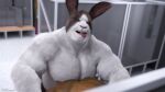  ad-games anthro biceps brown_body brown_fur dirk_(ad-games) fur hi_res lagomorph leporid male mammal nipples rabbit tongue tongue_out white_body white_fur 