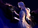  1boy absurdres blonde_hair braid cloud cloudy_sky crown_braid dress elden_ring elden_ring:_shadow_of_the_erdtree great_rune_(elden_ring) highres long_hair miquella_(elden_ring) moldypancake reaching robe rune sky sleeveless_tunic wavy_hair white_robe white_tunic 