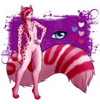  anthro blue_eyes braid braided_hair chiroina chyo feline fluffy fluffy_tail fur girly him him_the_baker huge_tail male mammal markings model_sheet pink_fur red_markings saber_tooth_squirrel 