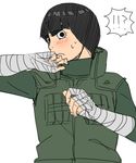  bandages black_hair blush kamosuke male_focus naruto naruto_(series) rock_lee solo vest white_background 