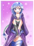  althea althea_(mirage_noir) blue_hair braid cape magic mirage_noir purple_eyes solo tagme 