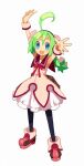  1girl ahoge dress full_body green_hair hair_between_eyes harada_takehito marona_(phantom_brave) official_alternate_costume official_art open_mouth pantyhose phantom_brave shoes sleeveless smile web_phantom_brave 