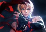  blonde_hair dead_or_alive ein_lee elbow_gloves eliot_(doa) fingerless_gloves gloves male_focus md5_mismatch solo sweat watermark web_address 