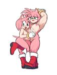  abs absurd_res amy_rose anthro biceps big_breasts boots bracelet breasts clothing duo eulipotyphlan female footwear genitals gloves green_eyes handwear hedgehog hi_res hug jewelry mammal mostly_nude mup_mups muscular muscular_female pink_body pussy sega smile sonic_the_hedgehog_(series) square_crossover tail 