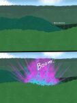  cloud comic dialogue explosion hi_res high-angle_view lurking_tyger onomatopoeia plant sky sound_effects text tree 
