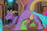  anal anal_penetration balls big_penis butt cave claws crystal dragon dreiker erection feral half-closed_eyes horn inside looking_at_viewer looking_pleasured male masturbation nude open_mouth penetration penis penis_vein precum purple_body purple_dragon purple_eyes scalie smile solo spikes spyro spyro_the_dragon standing teeth tongue vein veiny_penis video_games western_dragon wings 